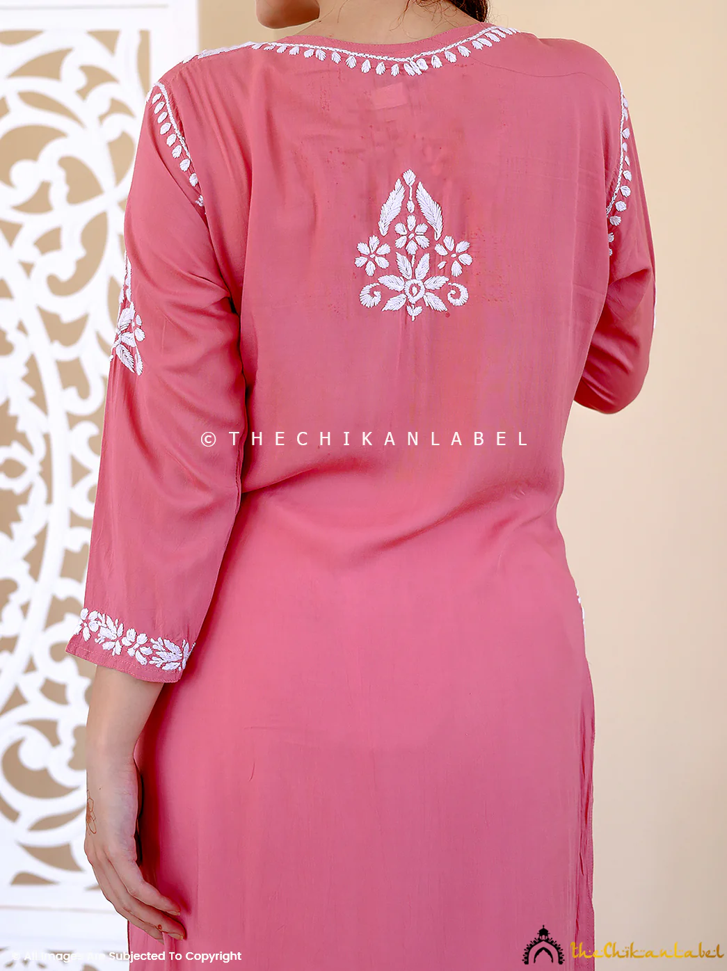 Coral Masoom Modal Chikankari Straight Kurti - Image 3