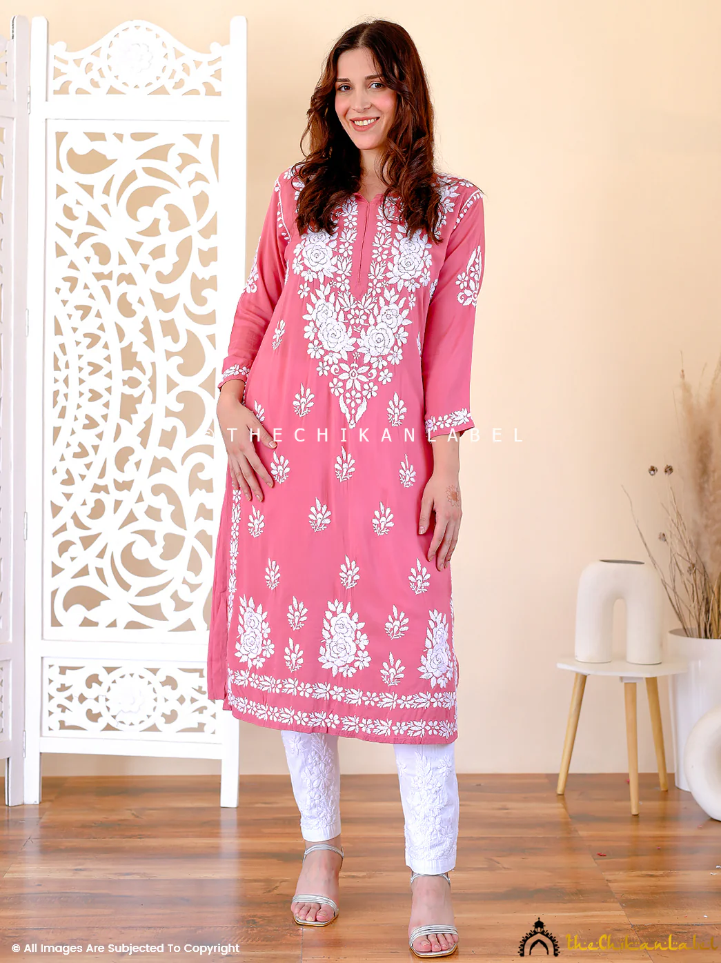 Coral Masoom Modal Chikankari Straight Kurti - Image 4