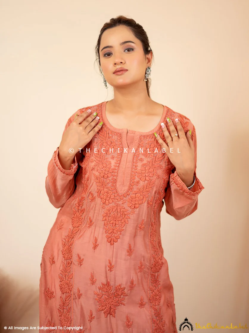 Coral Suha Chikankari Straight Kurti - Image 2