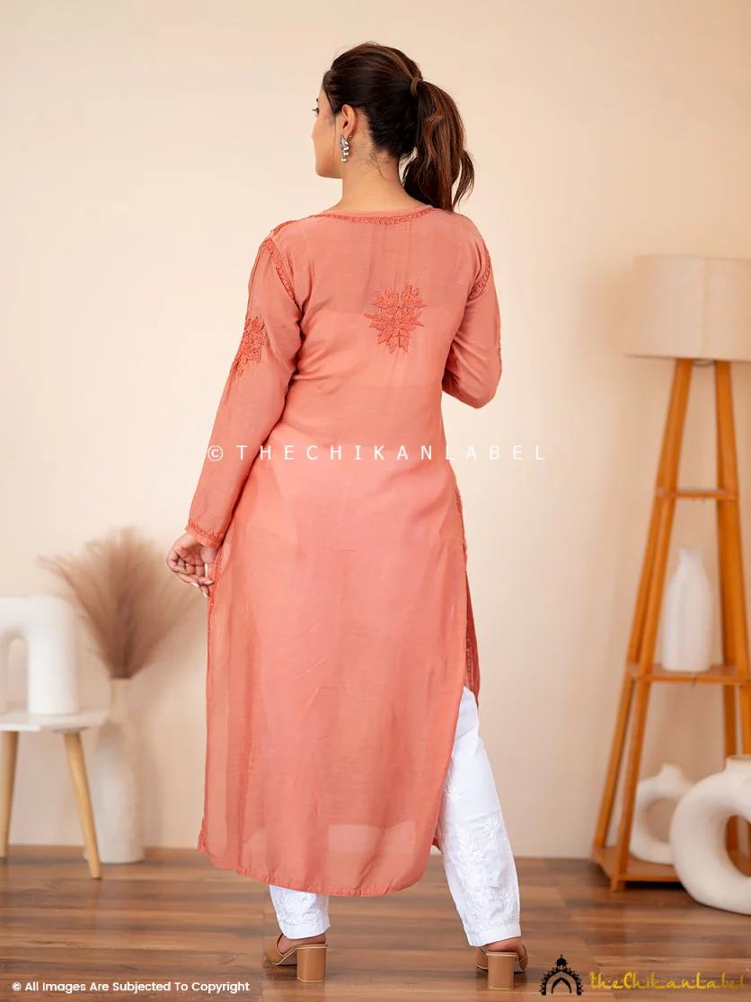 Coral Suha Chikankari Straight Kurti - Image 3