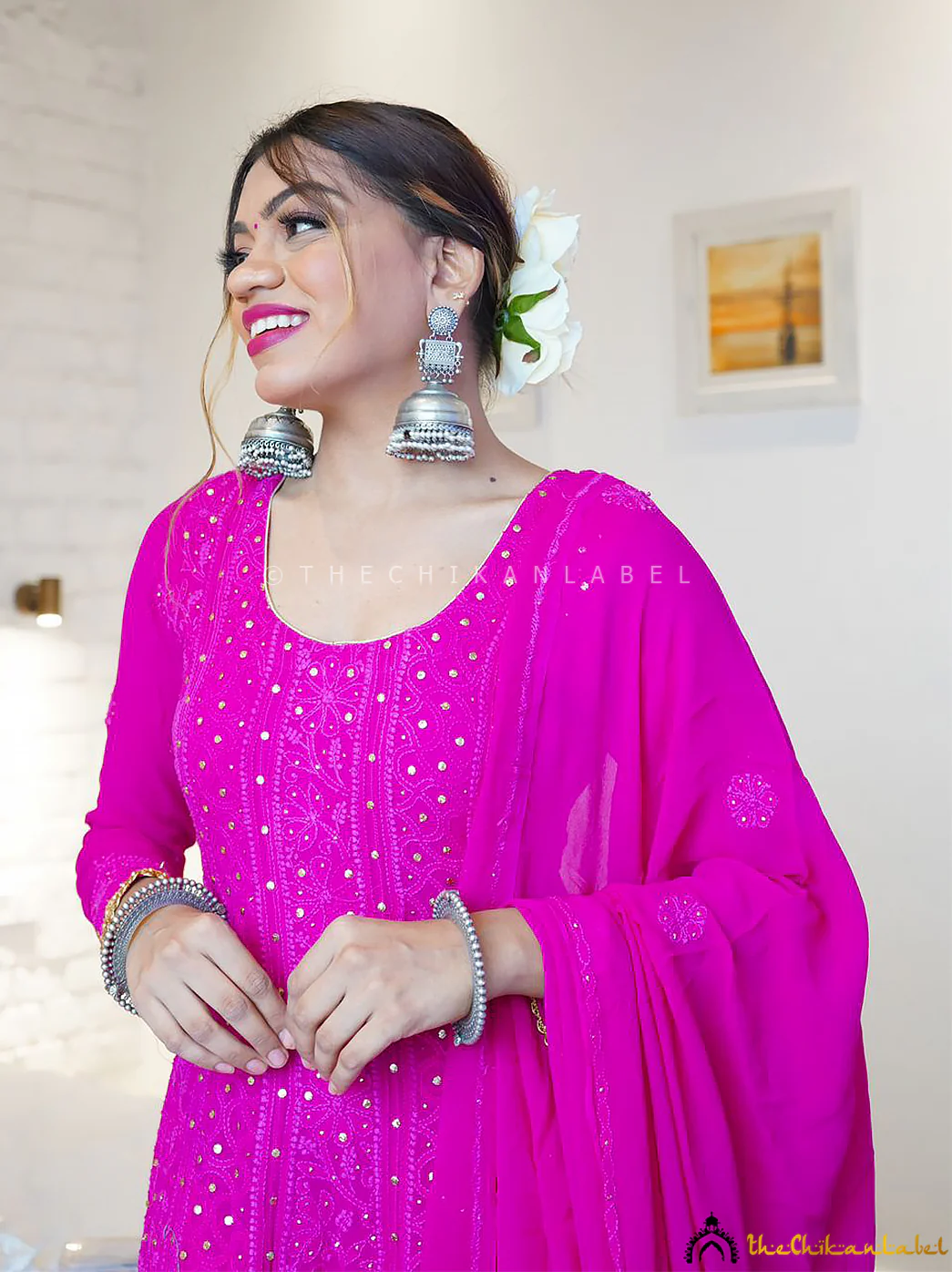 dixita patel pink shifa viscose chikankari anarkali - Image 3
