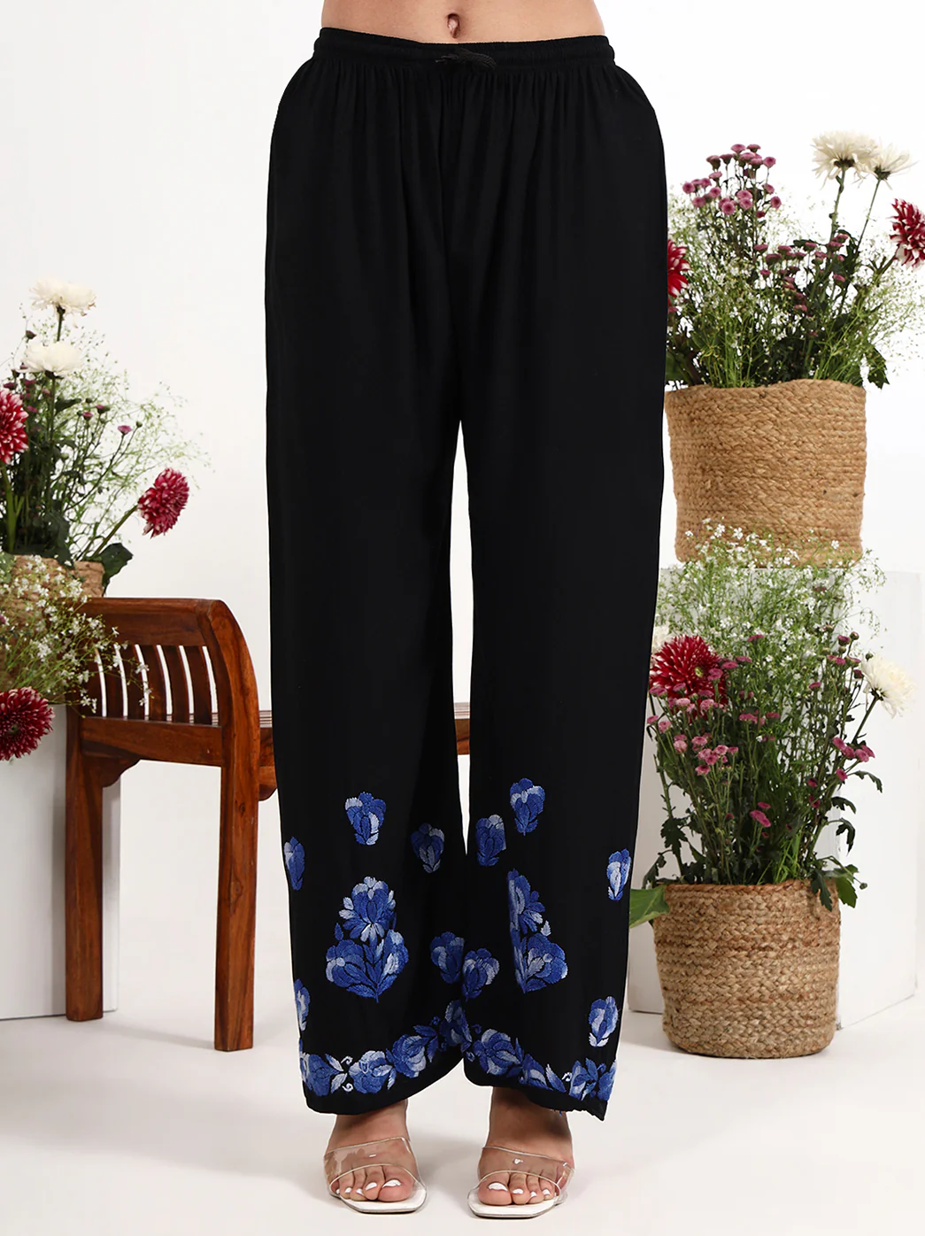 Ekisha Rayon Chikankari Kurti Palazzo Set - Blue - Image 7