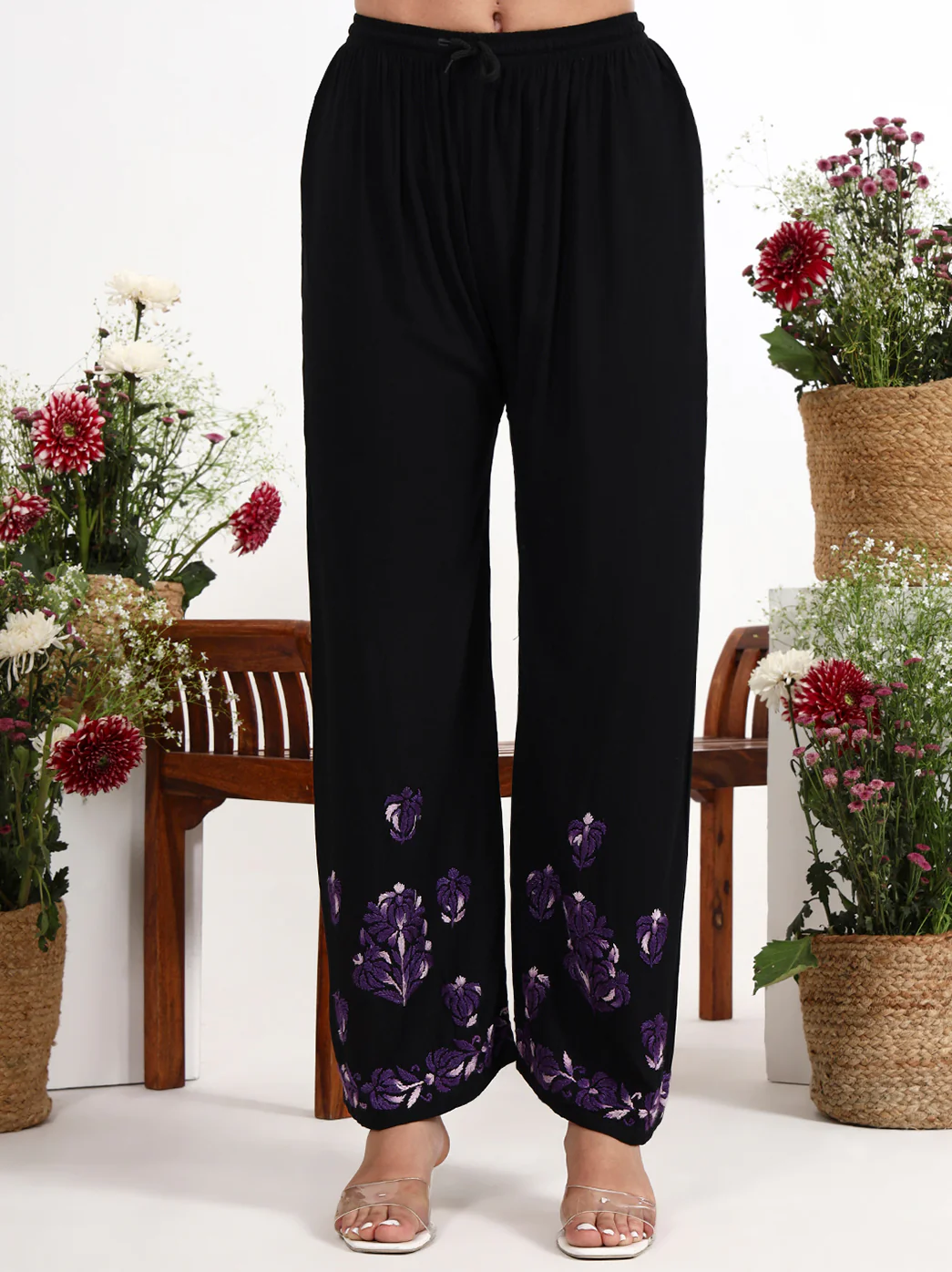 Ekisha Rayon Chikankari Kurti Palazzo Set - Purple - Image 7