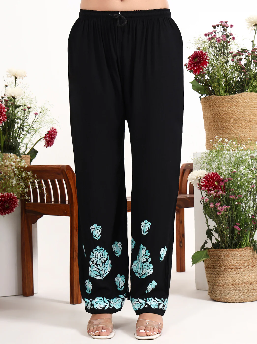 Ekisha Rayon Chikankari Kurti Palazzo Set - Sea Green - Image 7