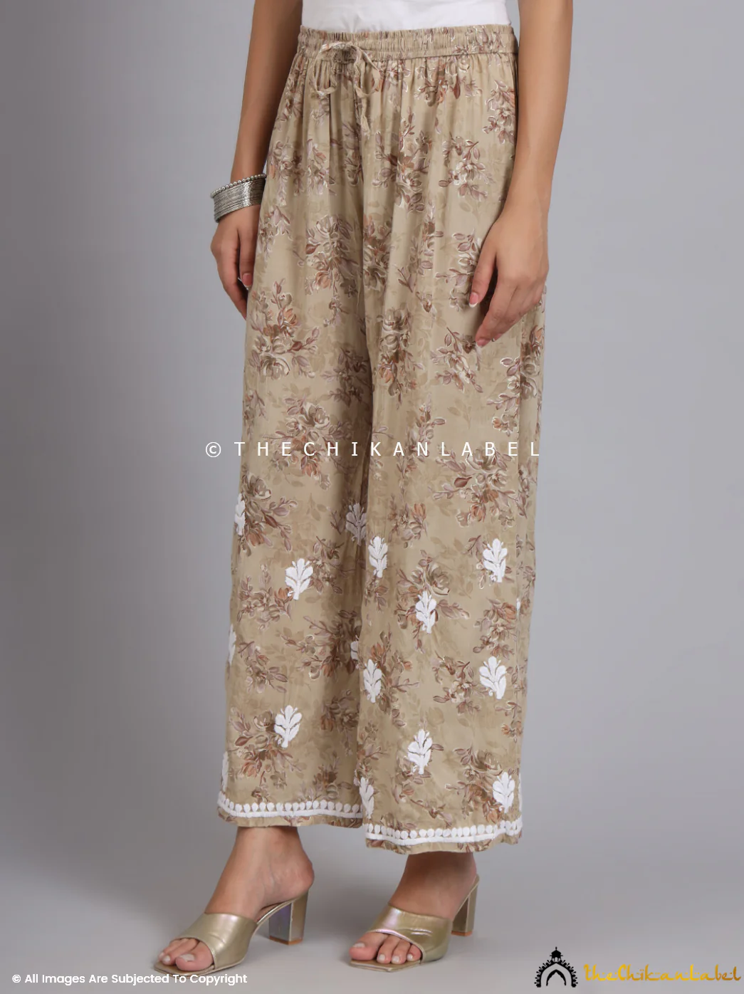 Eliza Modal Chikankari Kurta Set-Beige - Image 4