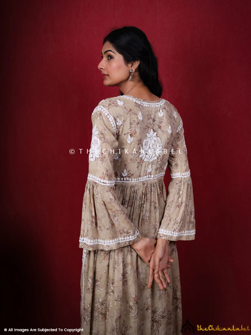 Eliza Modal Chikankari Kurta Set-Beige - Image 7