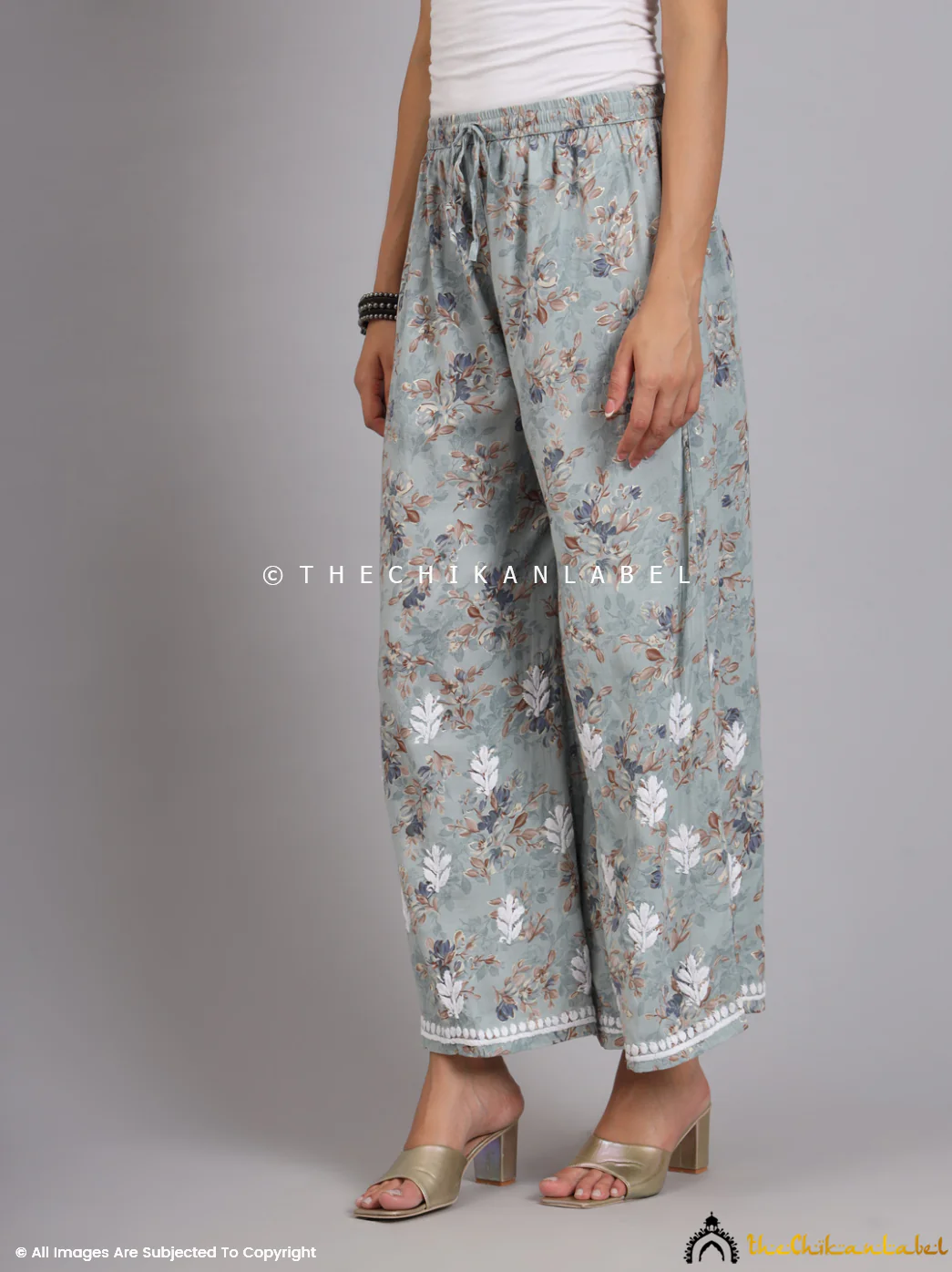 Eliza Modal Chikankari Kurta Set-Green - Image 4