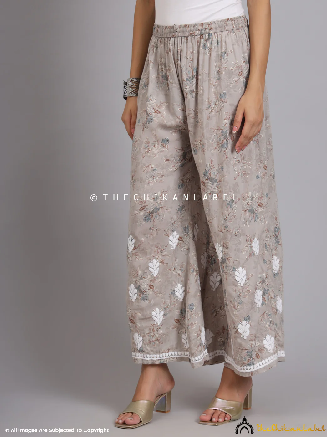 Eliza Modal Chikankari Kurta Set-Grey - Image 4