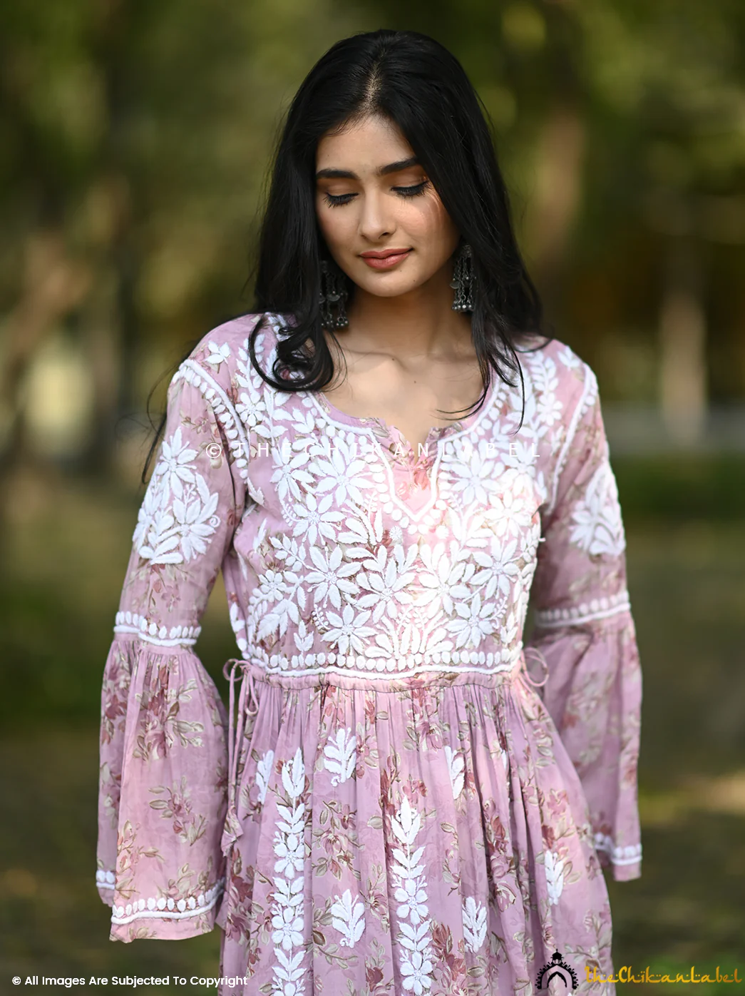 Eliza Modal Chikankari Kurta Set-Pink - Image 4