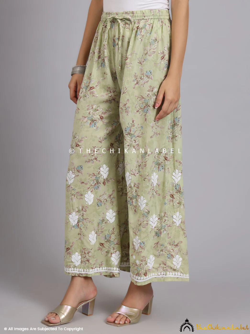 Eliza Modal Chikankari Kurta Set- Pista Green - Image 4