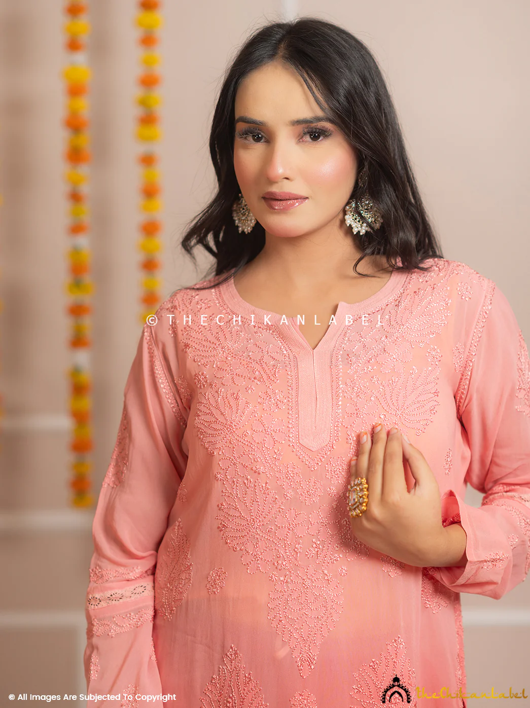 Foundation Giva Viscose Chikankari Kurti Garara Set with Dupatta - Image 2