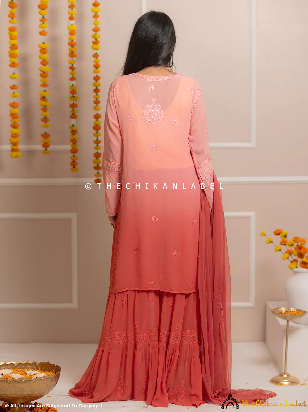 Foundation Giva Viscose Chikankari Kurti Garara Set with Dupatta - Image 3