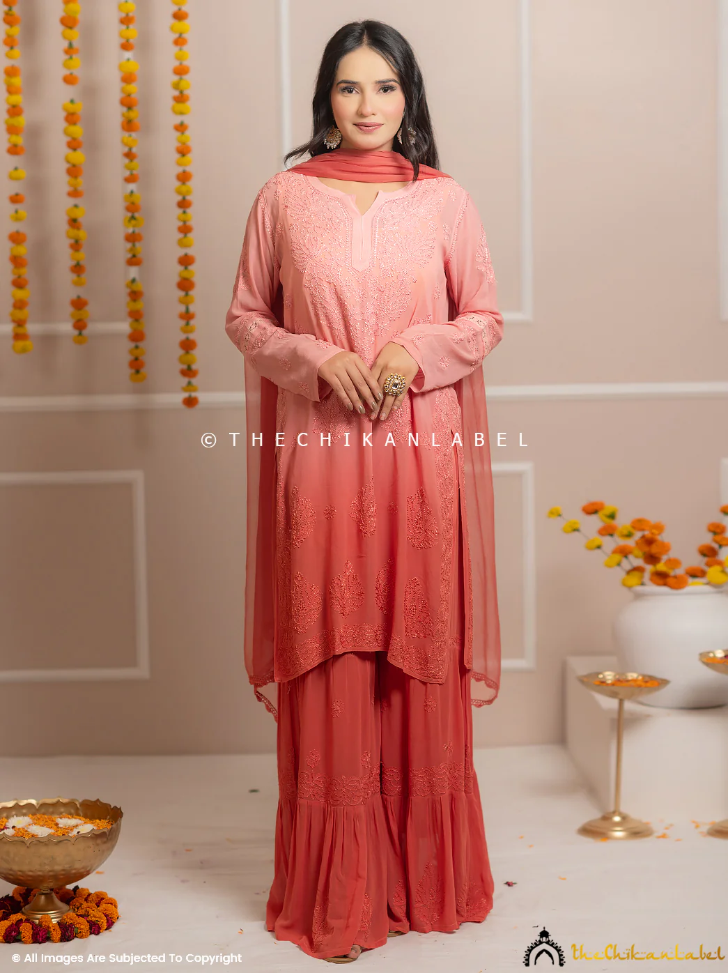 Foundation Giva Viscose Chikankari Kurti Garara Set with Dupatta - Image 4