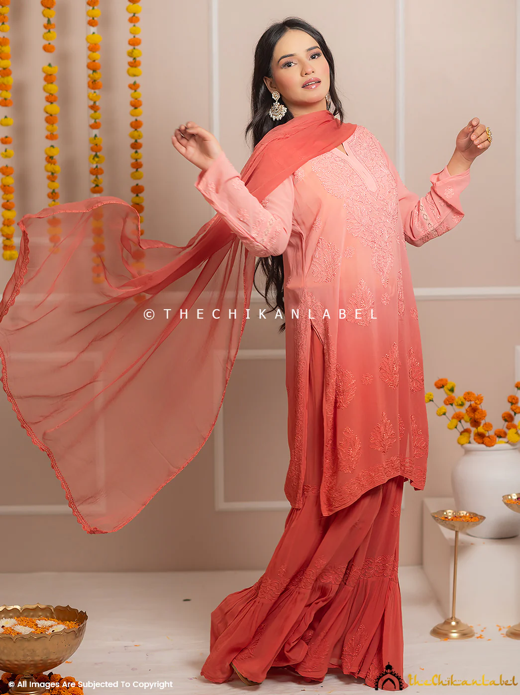 Foundation Giva Viscose Chikankari Kurti Garara Set with Dupatta - Image 5