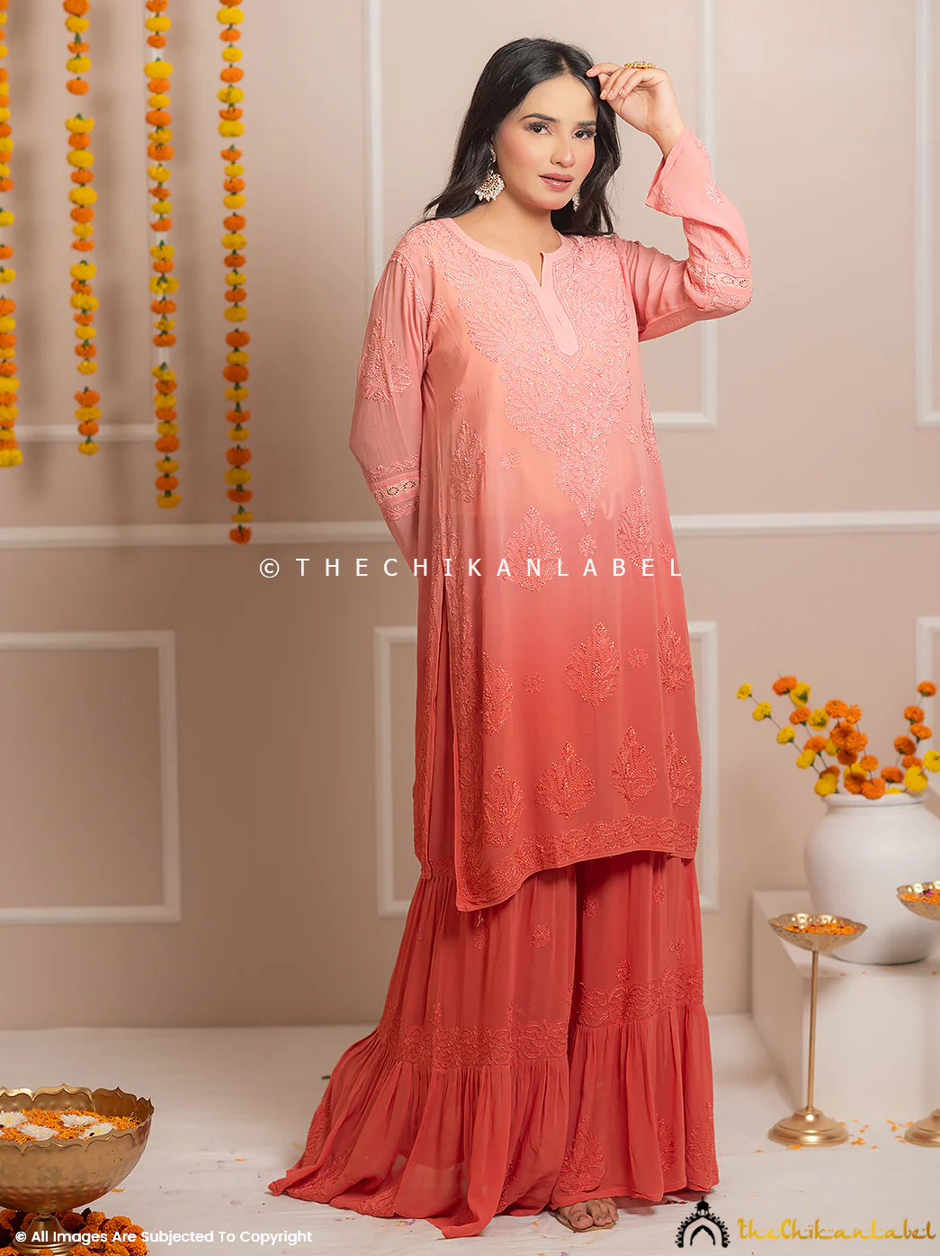 Foundation Giva Viscose Chikankari Kurti Garara Set with Dupatta - Image 7