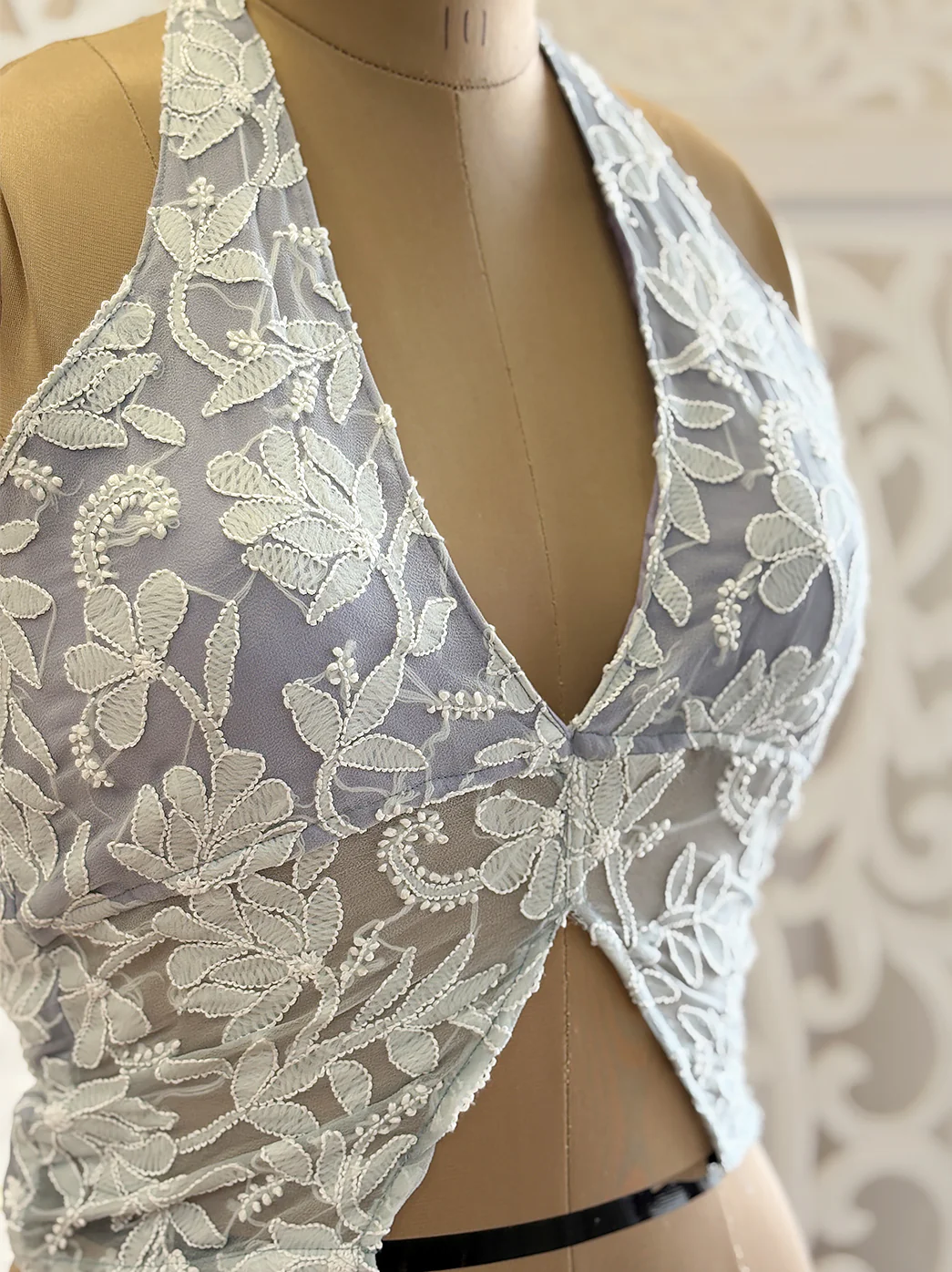 Georgette Tepchi Work Blouse With Scarf - Grey - Image 3