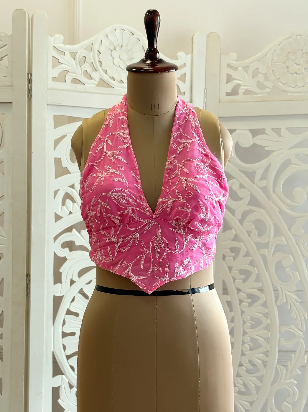 Georgette Tepchi Work Blouse With Scarf - Pink - Image 2