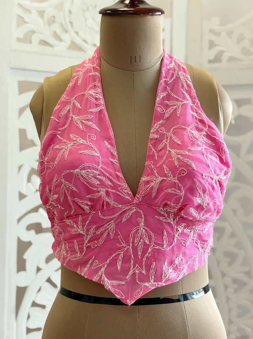 Georgette Tepchi Work Blouse With Scarf - Pink - Image 3