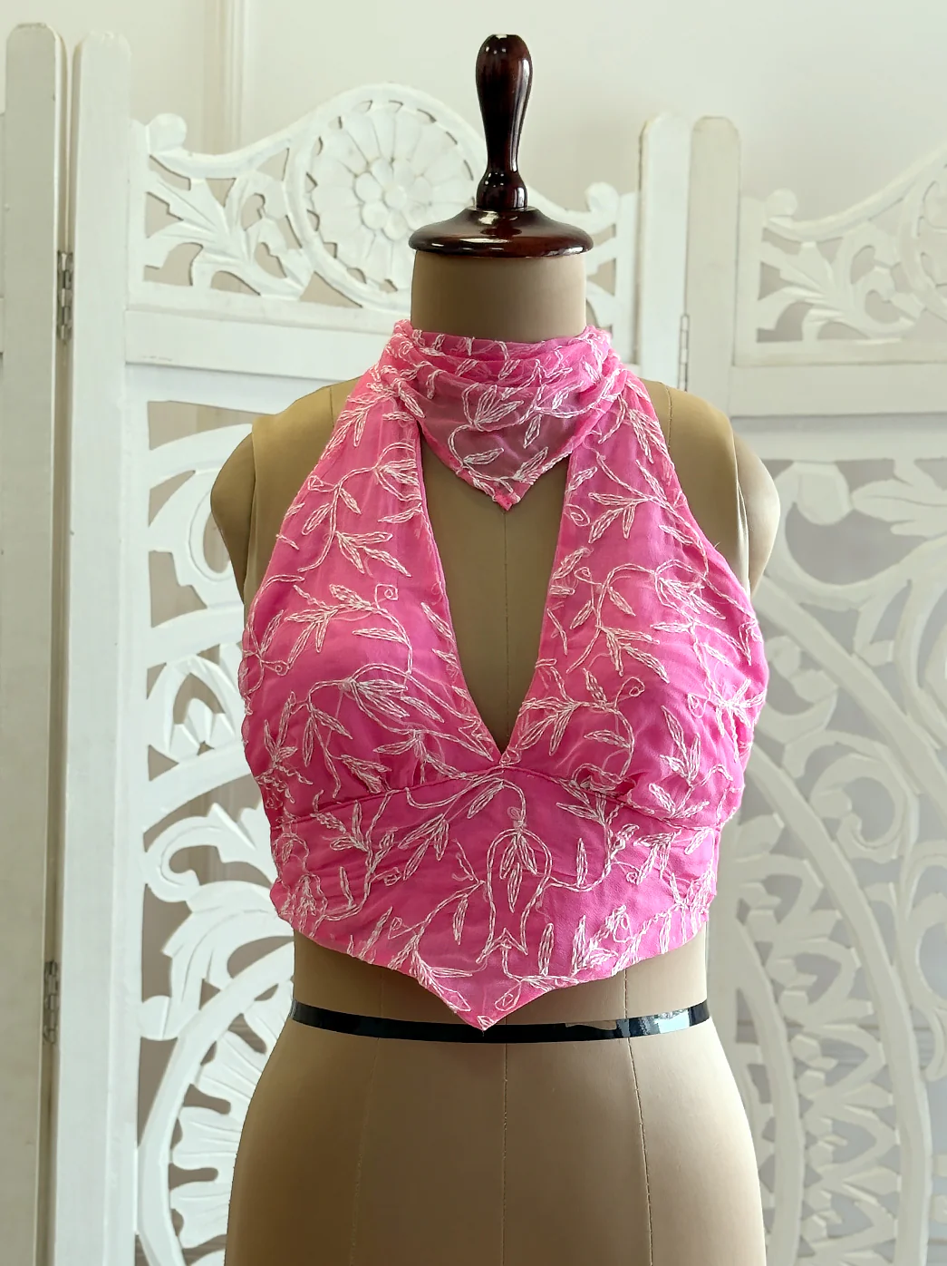 Georgette Tepchi Work Blouse With Scarf - Pink - Image 5