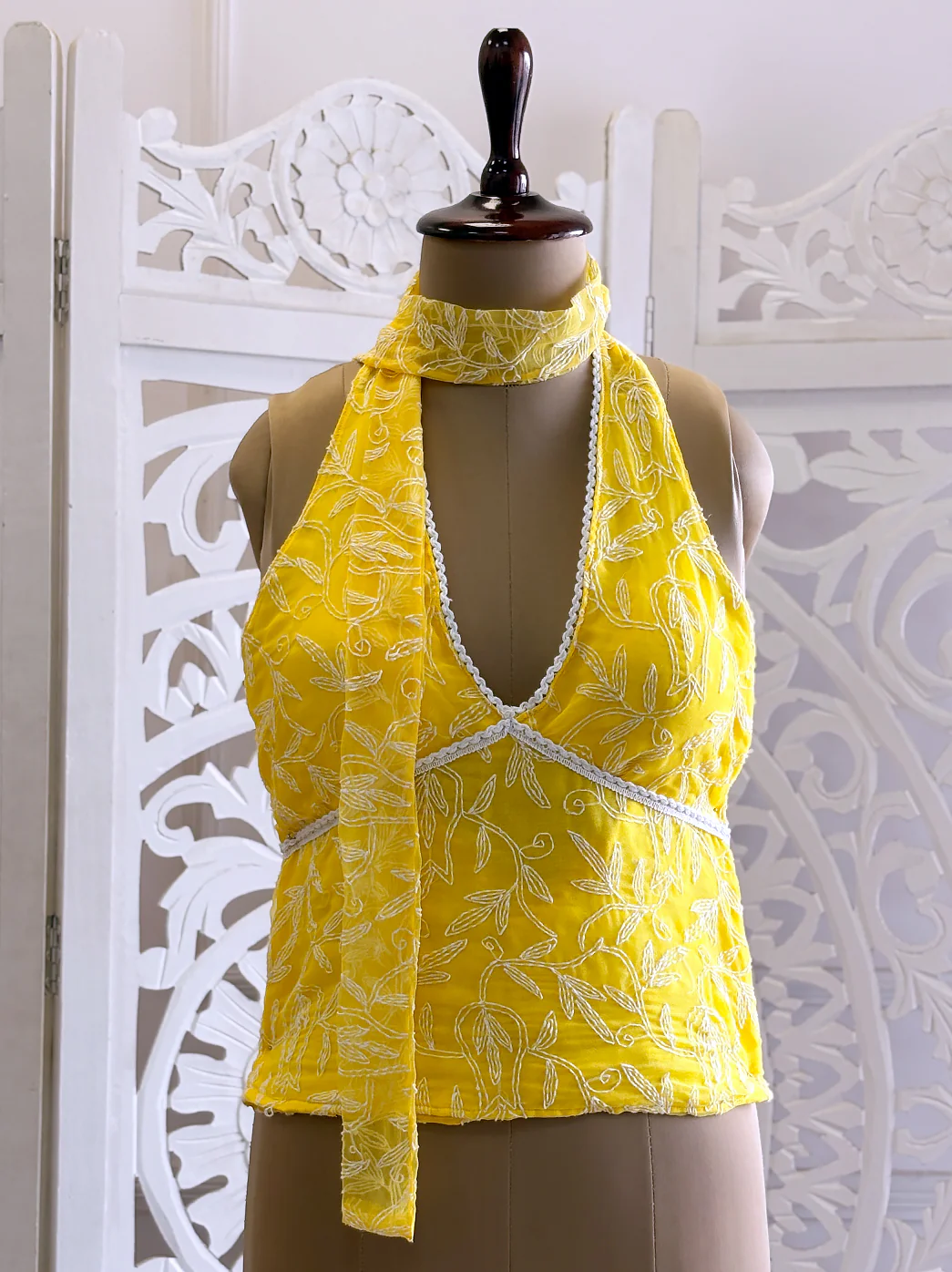 Georgette Tepchi Work Blouse With Scarf - Yellow - Image 2