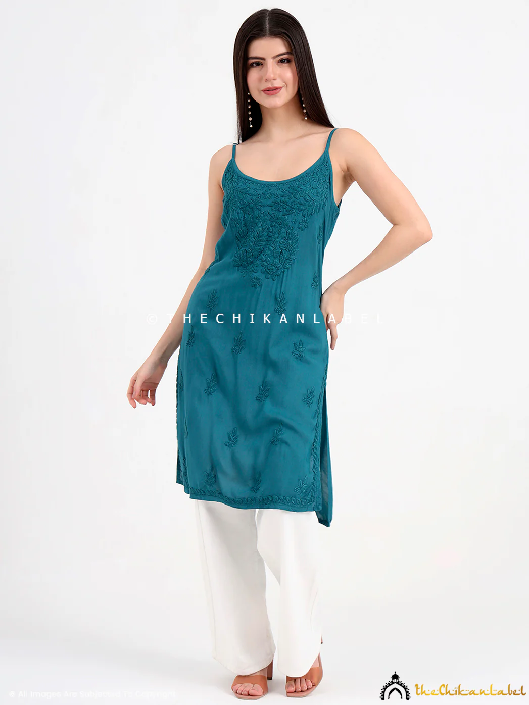 Avleen Modal Chikankari Strappy Short Kurta - Green