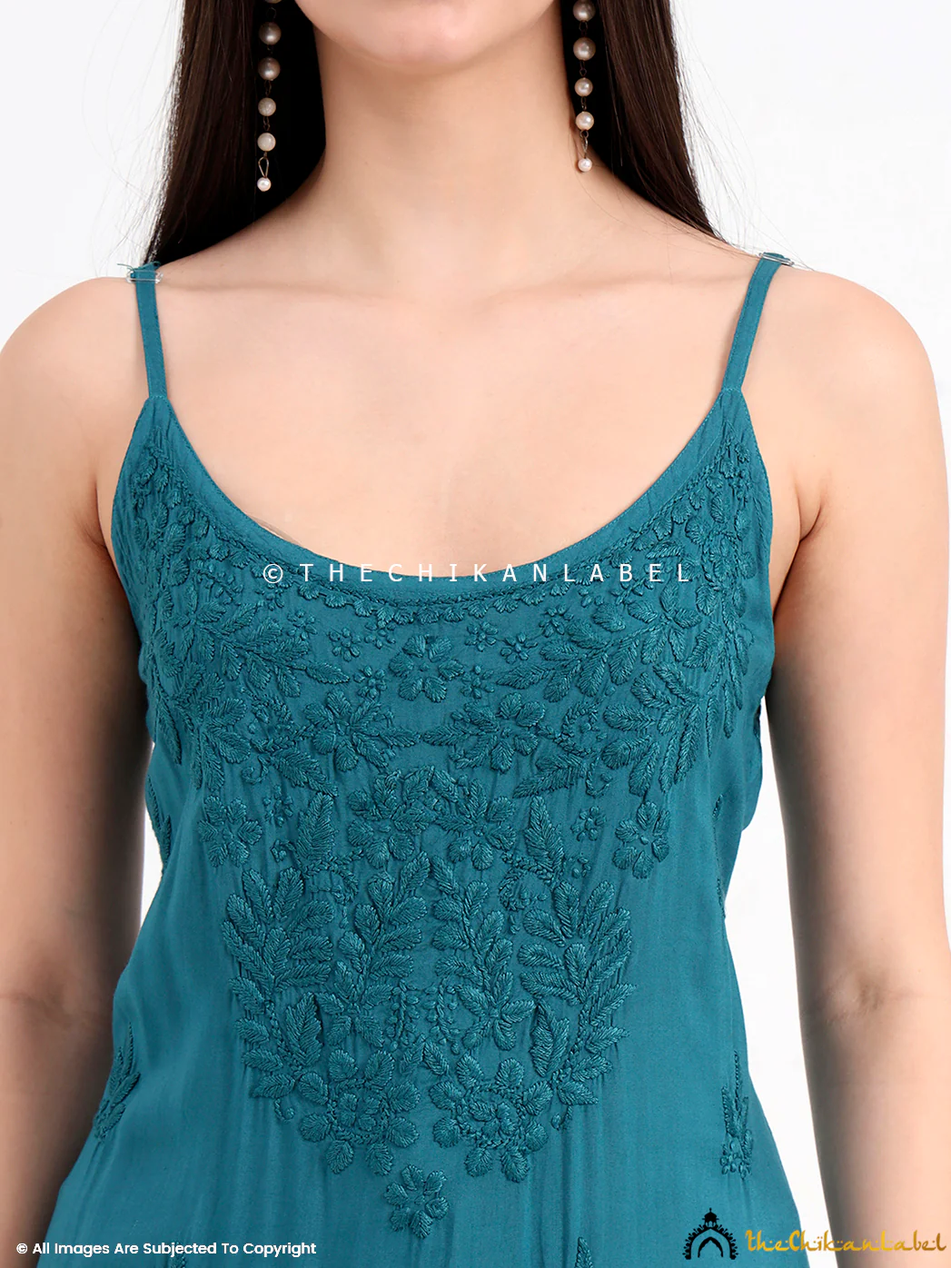 Avleen Modal Chikankari Strappy Short Kurta - Green - Image 2