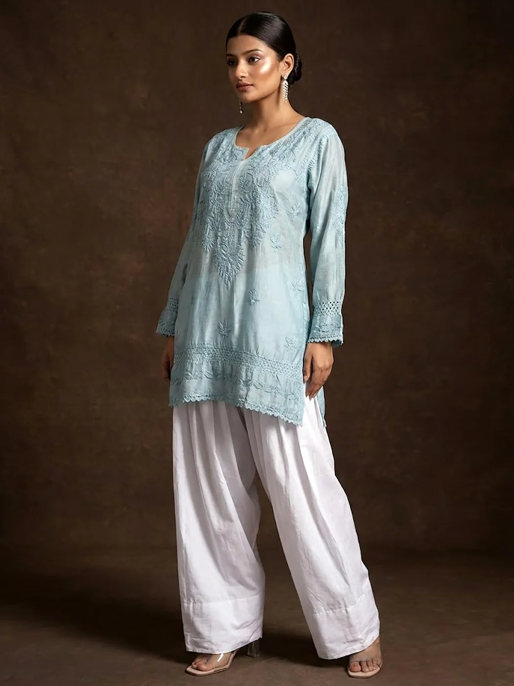 Green Chanderi Chikankari Farshi Salwar Set