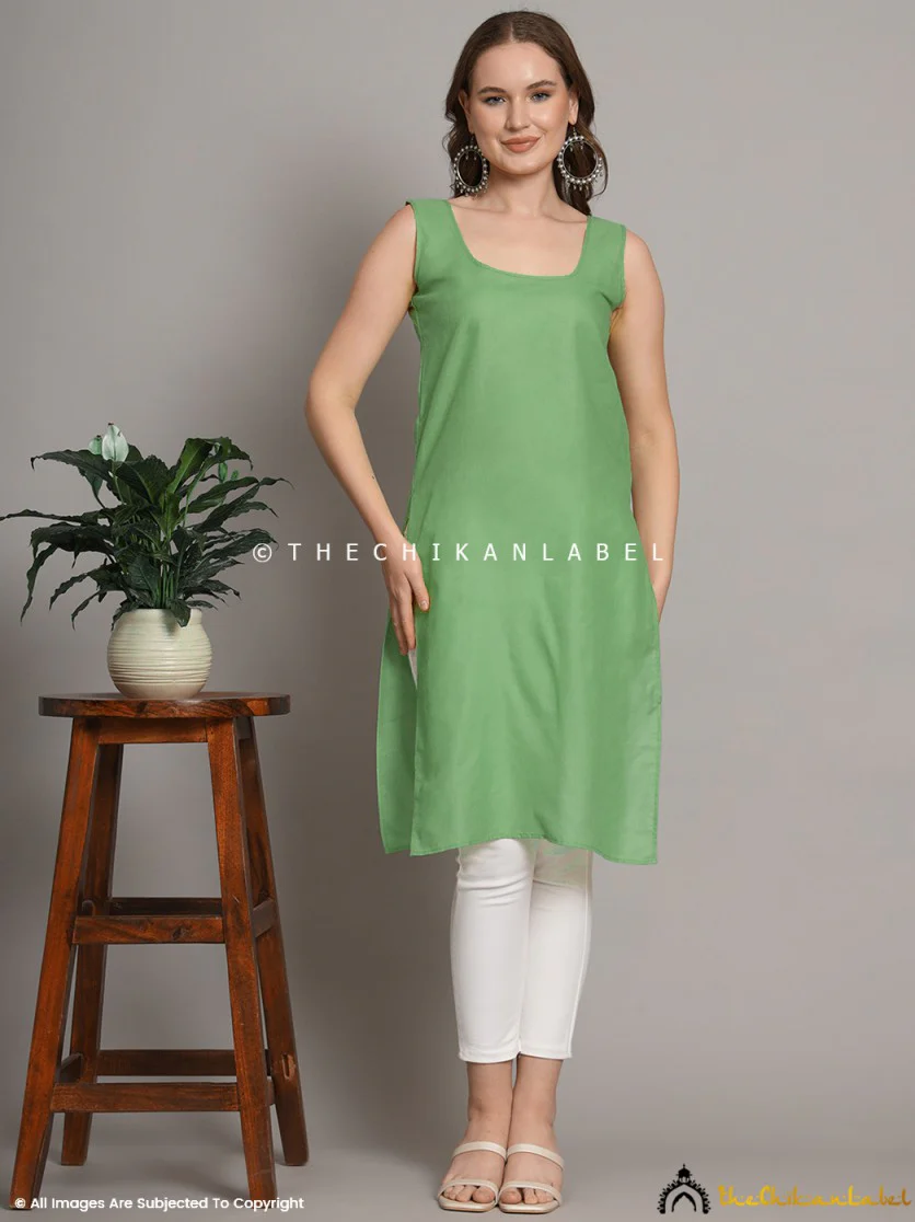 Cotton Camisole Inners for Kurtis & Kurta Green - Image 4