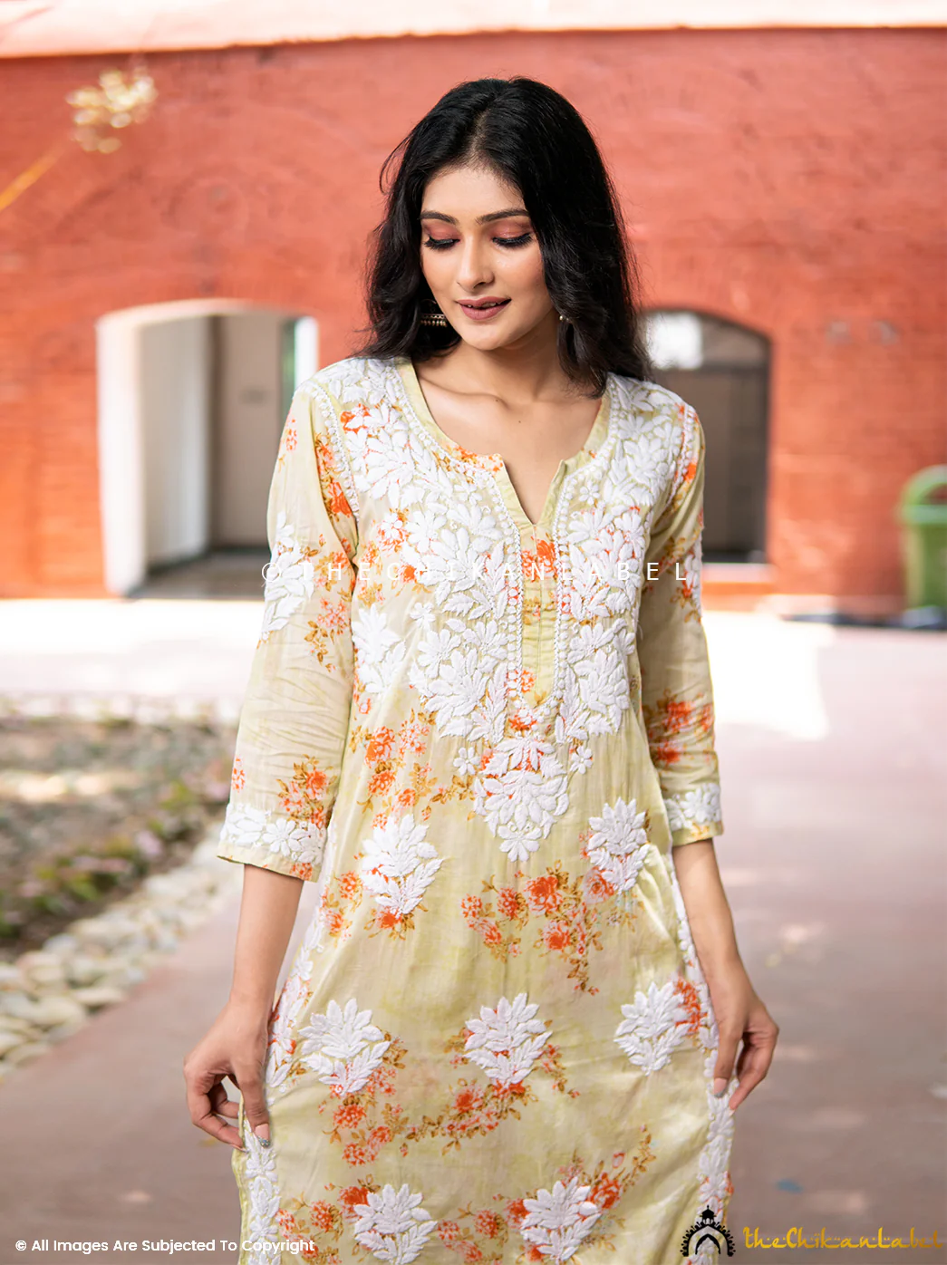 Darmiyan Mulmul Cotton Kurti Palazzo Set-Green - Image 5