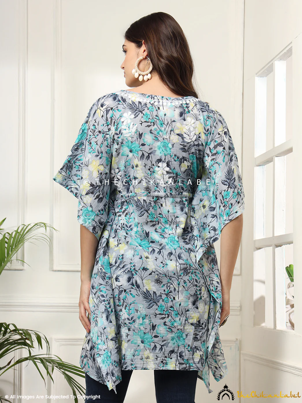 Himani Mulmul Cotton Short Kaftan - Green - Image 3