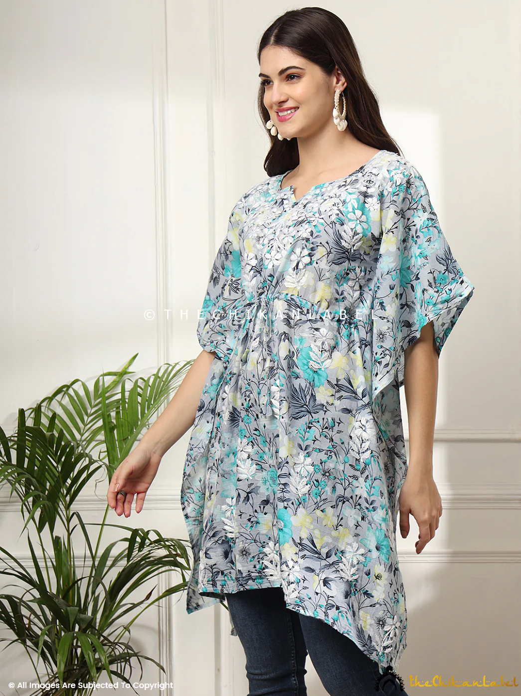 Himani Mulmul Cotton Short Kaftan - Green - Image 5