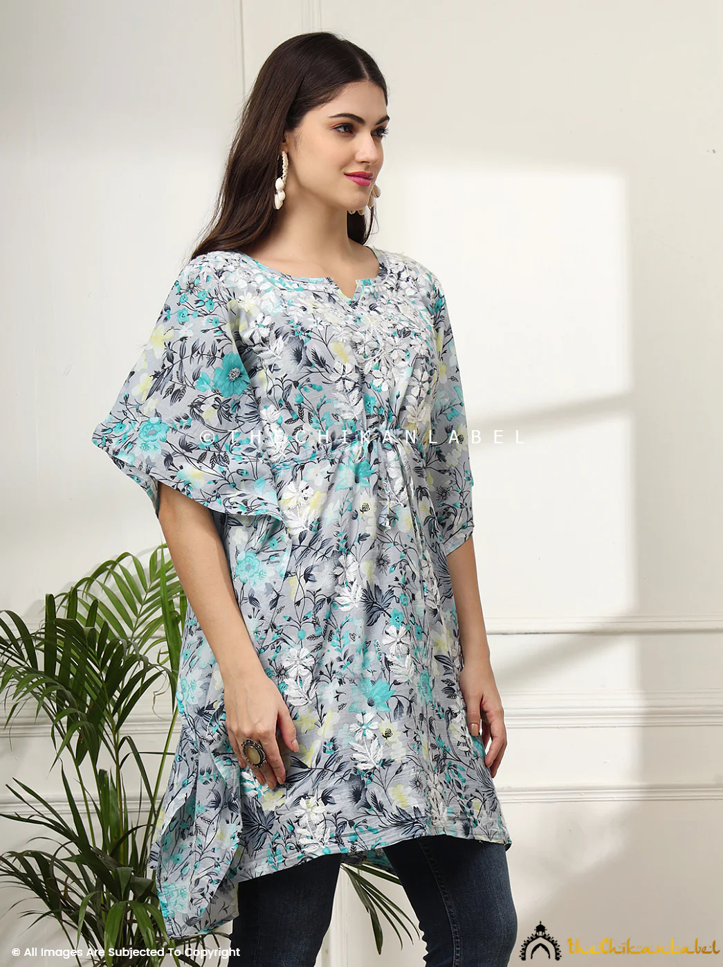 Himani Mulmul Cotton Short Kaftan - Green - Image 6