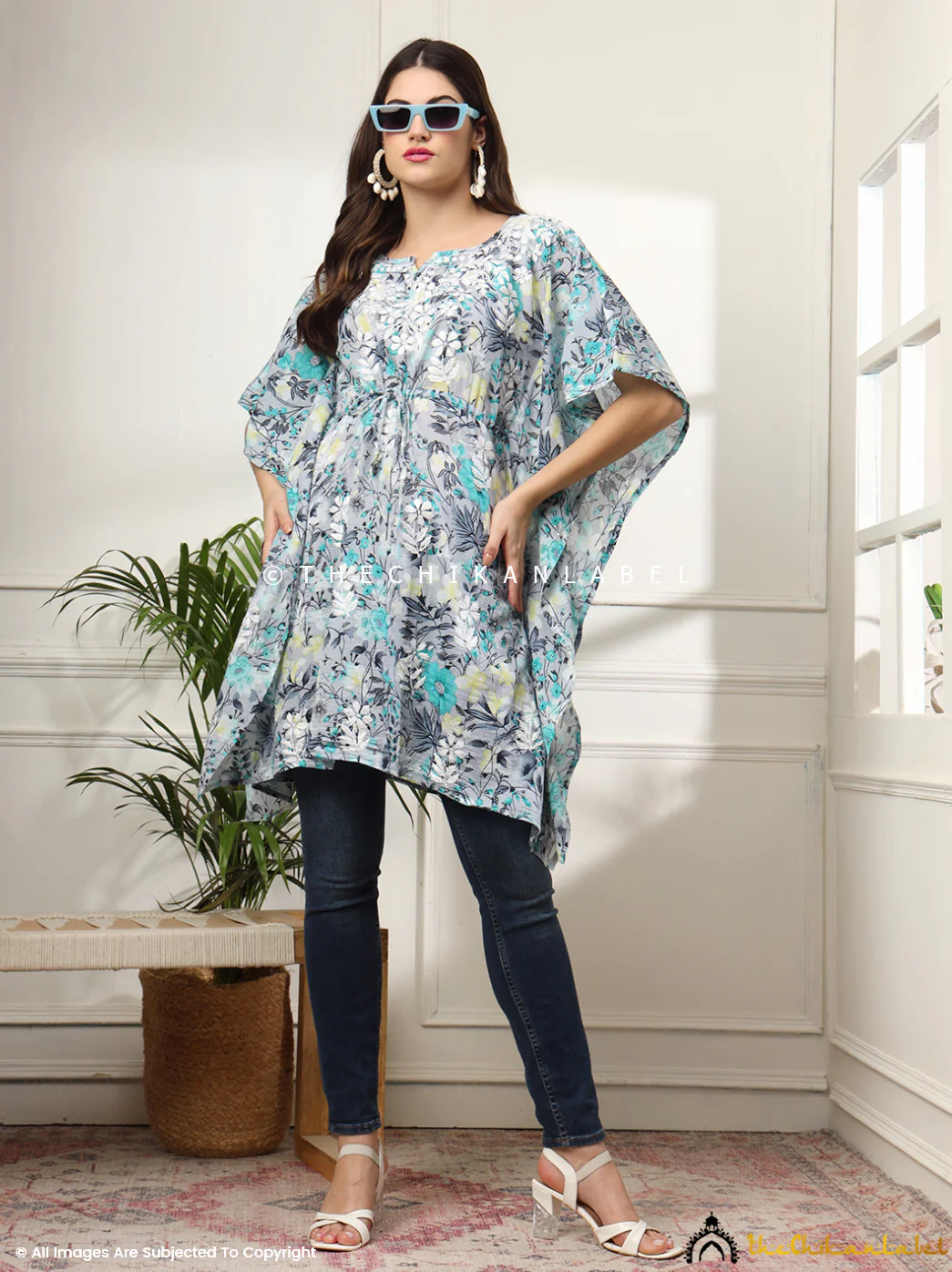 Himani Mulmul Cotton Short Kaftan - Green - Image 7