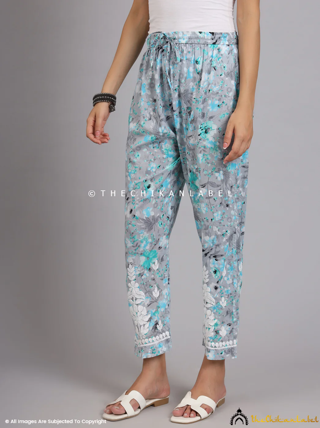 Yashi Mulmul Printed Chikankari Co-ord Set - Green - Image 4
