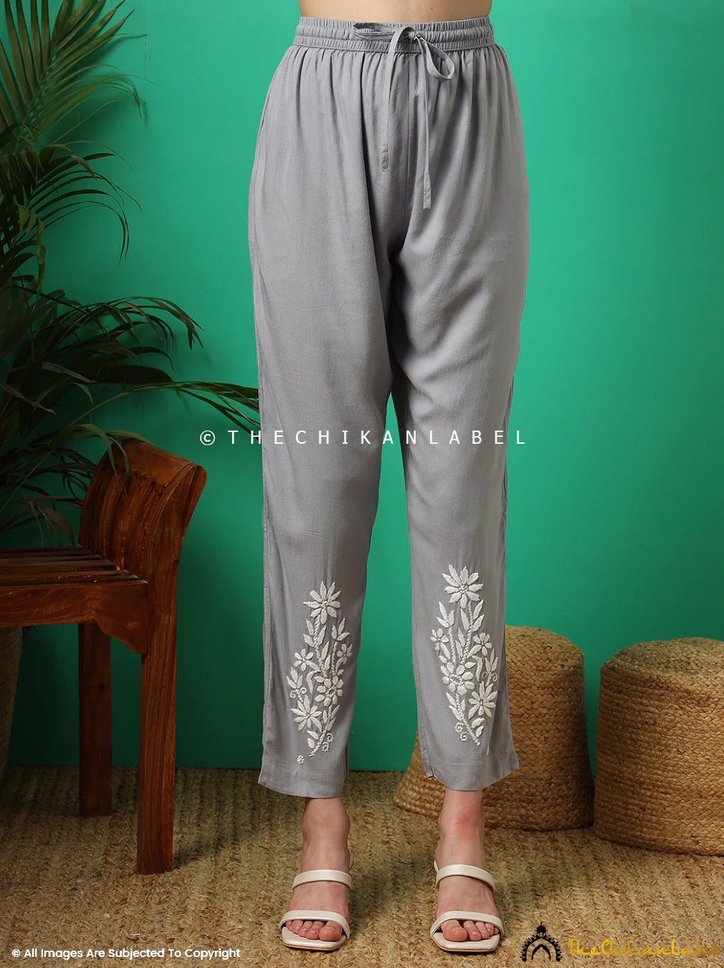 Anvika Rayon Chikankari Co-ord Set -Grey - Image 4