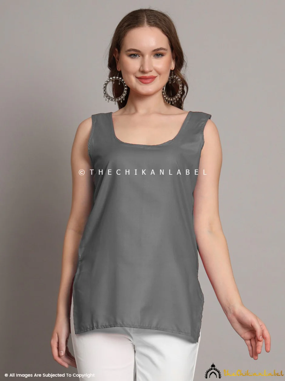 Cotton Short Camisole Inners for Kurtis & Kurta Grey - Image 4