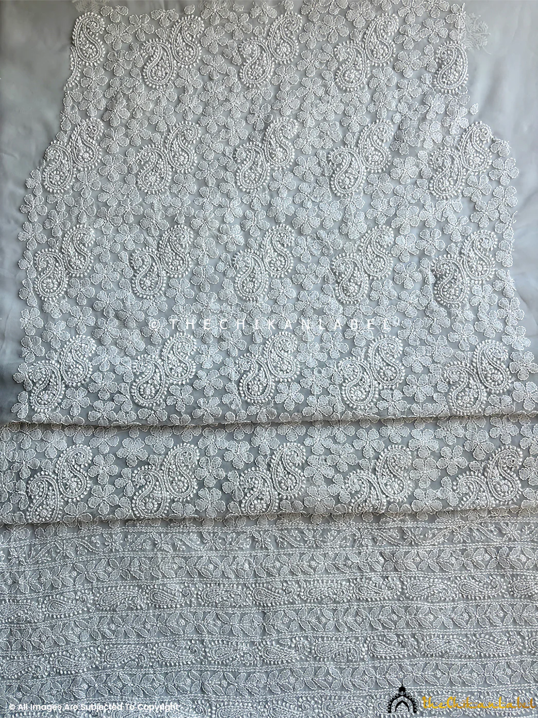 Ishanvi Georgette Chikankari Un-Stitched Suit with Dupatta-Grey - Image 5