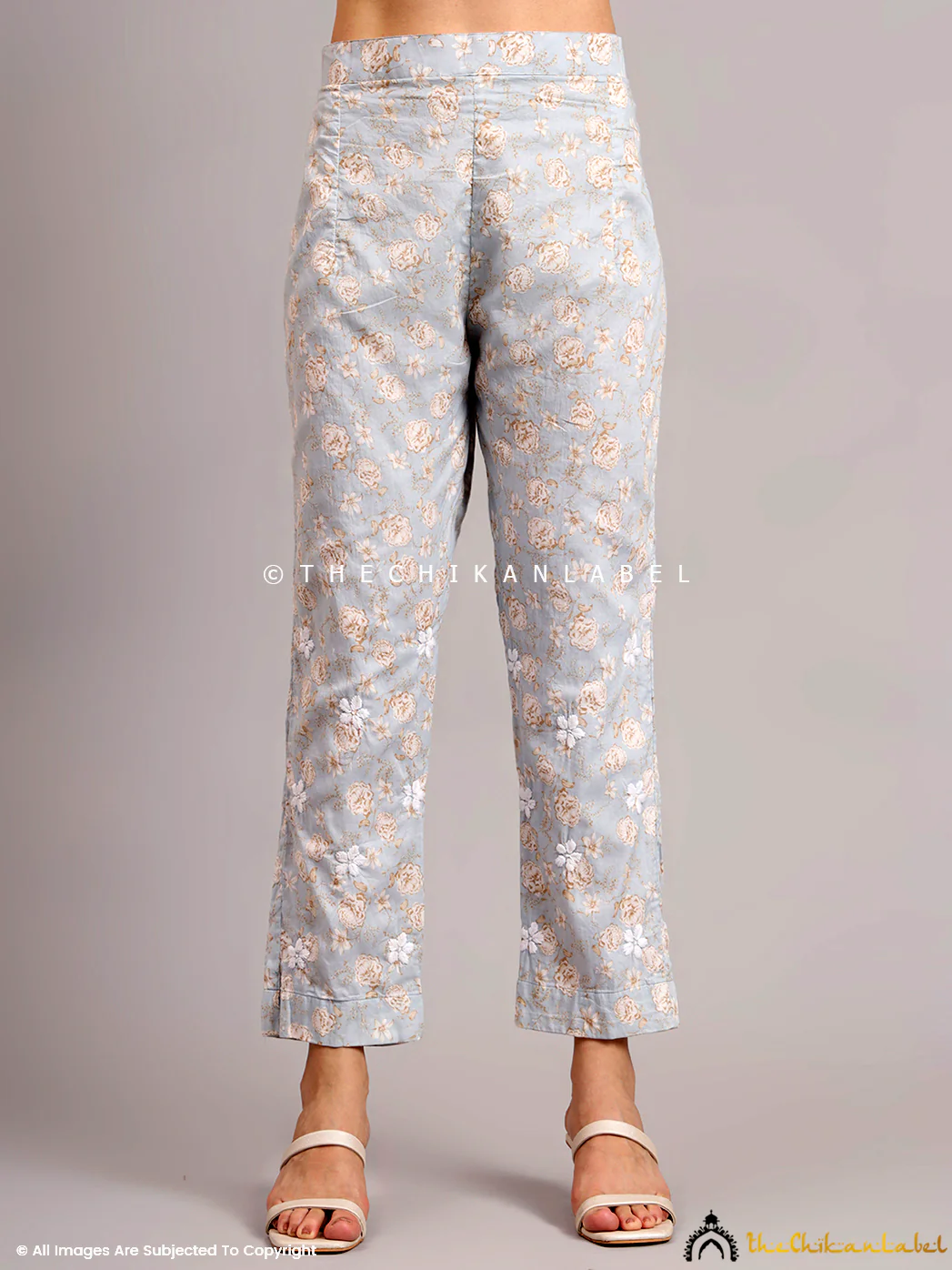 Vedika Mulmul Cotton Chikankari Co-ord Set - Grey - Image 8