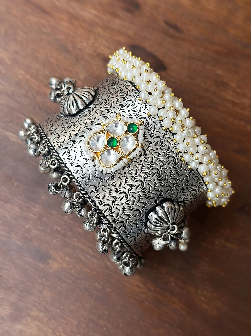 Handcrafted Brass Mix Pearl Work Bracelet Kangan - Handmade Jewelry Gift for Women - Image 3