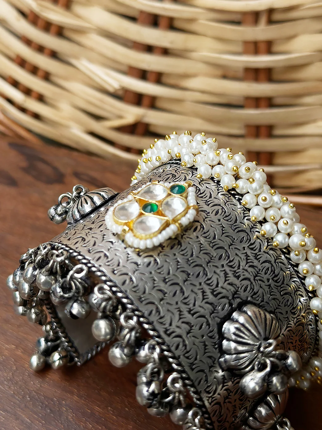 Handcrafted Brass Mix Pearl Work Bracelet Kangan - Handmade Jewelry Gift for Women - Image 5