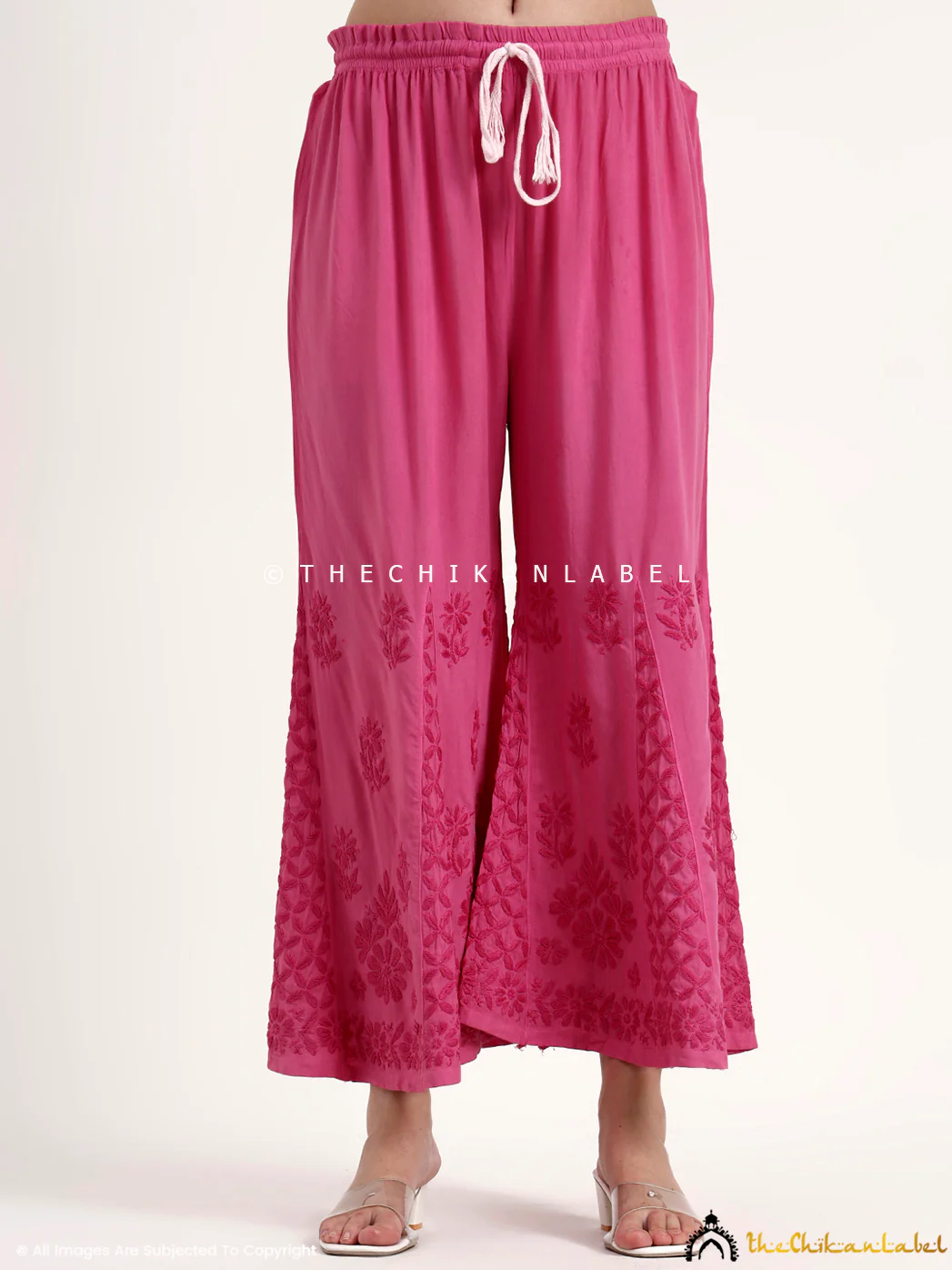 Nazakat Rayon Chikankari Kurti Set - Hot Pink - Image 7