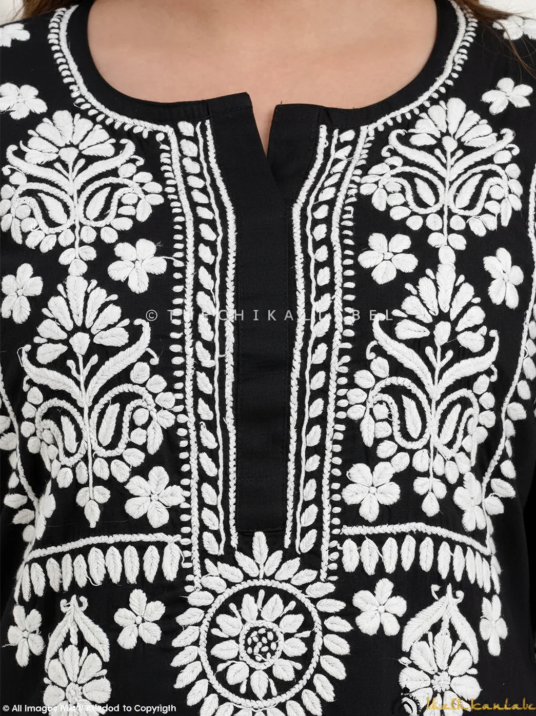 Jasleen Cotton Chikankari Kurta Set - Black - Image 2