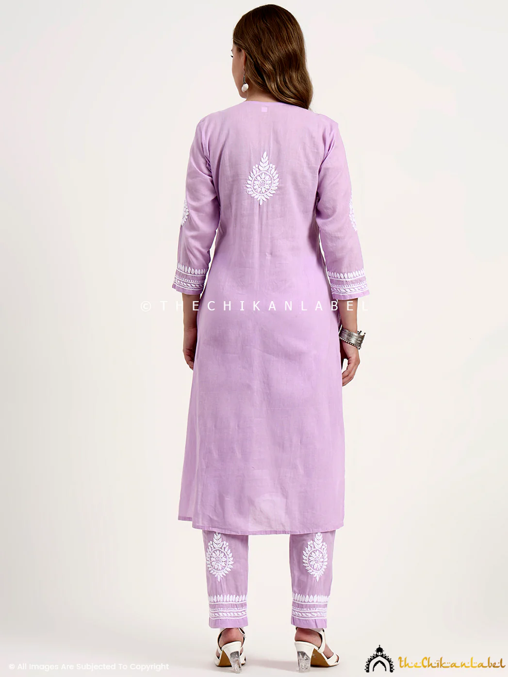 Jasleen Cotton Chikankari Kurta Set - Lavender - Image 3