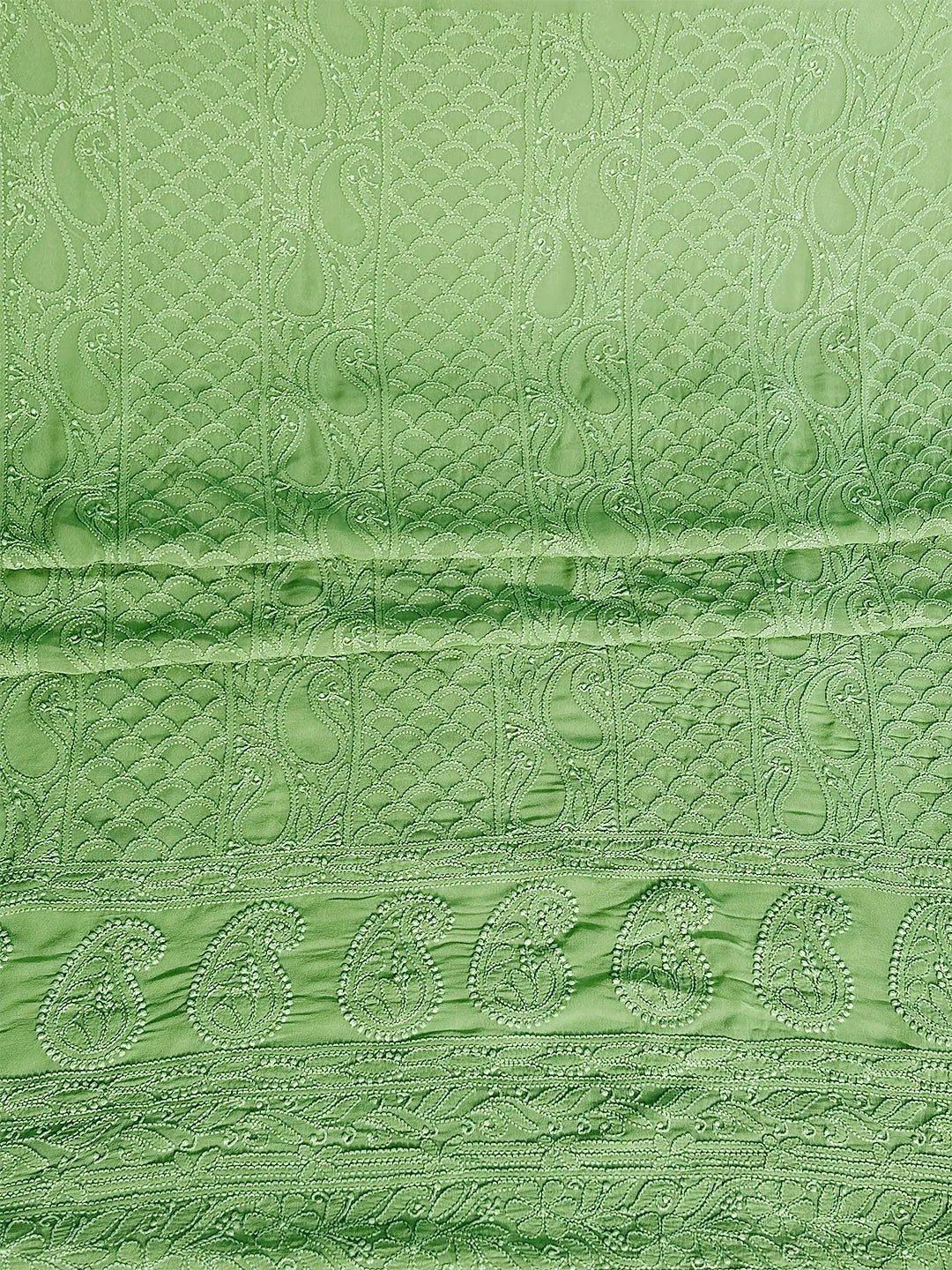 Jasmeet Viscose Chikankari Kurti Piece with Dupatta - Green - Image 4