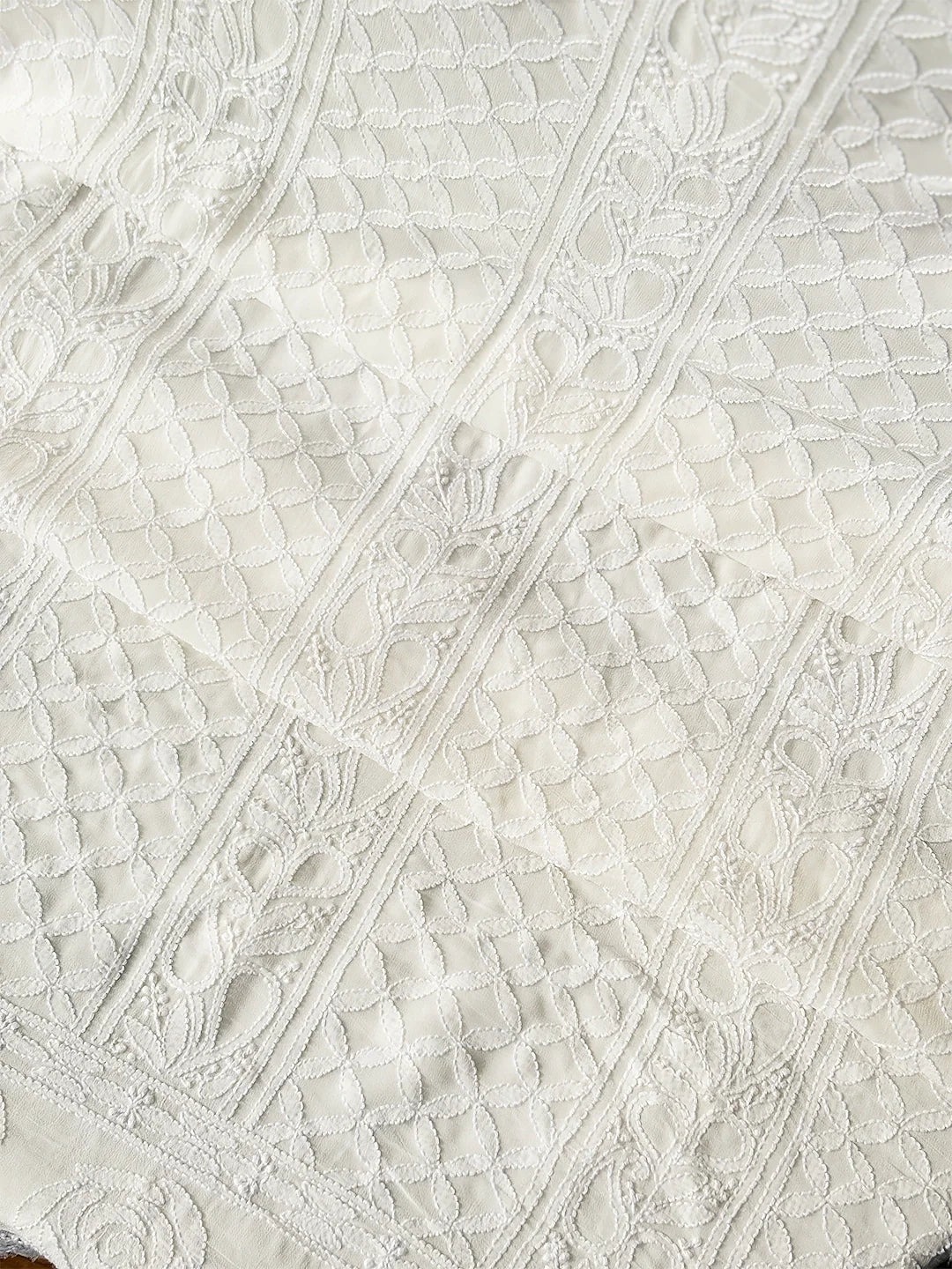 Jasmeet Viscose Chikankari Kurti Piece with Dupatta - White - Image 3