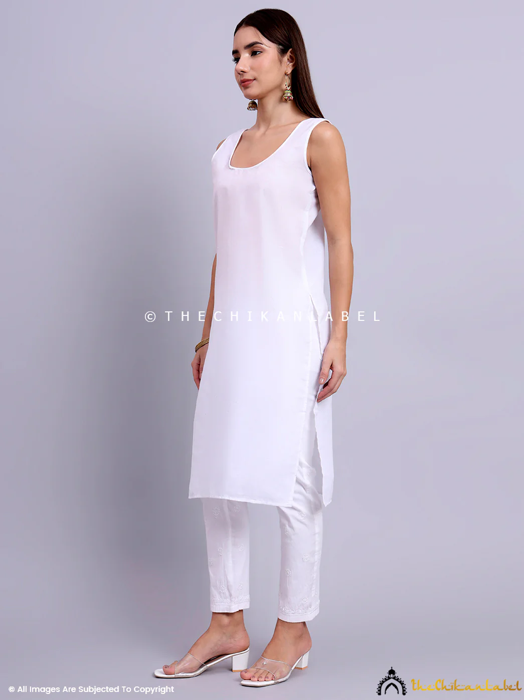 Kalyani Priyadarshini Jaanvi Georgette Chikankari Angrakha - White - Image 9