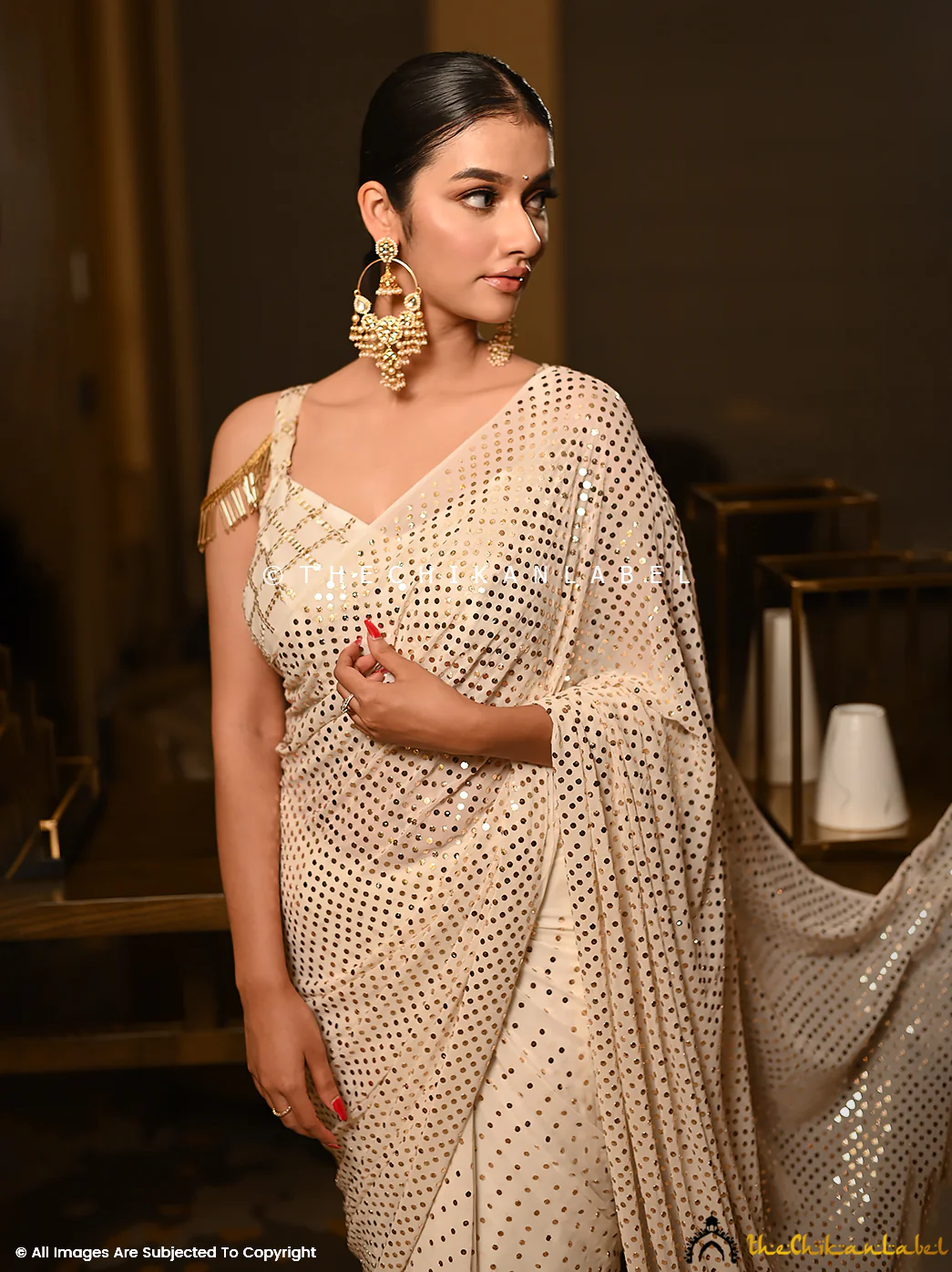 Kriti Sanon Inspired White Chikankari Saree - Image 4
