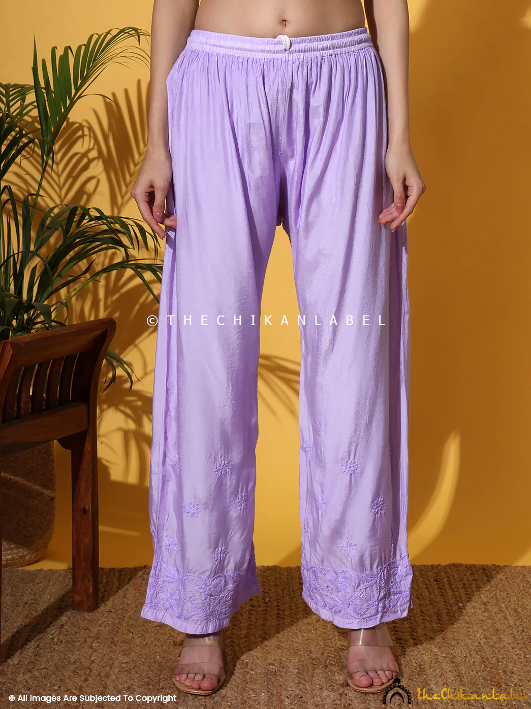 Alia Muslin Chikankari Kurta Set with Dupatta - Lavender - Image 9