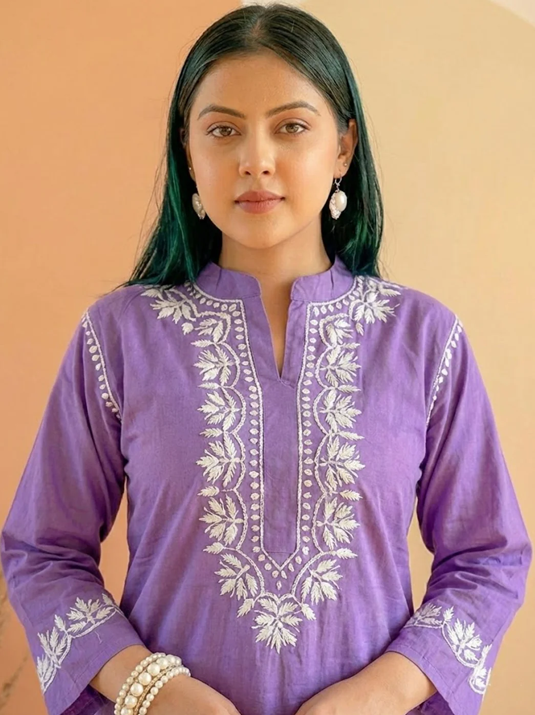 Lavender Cotton Chikankari Farshi Salwar Set - Image 2