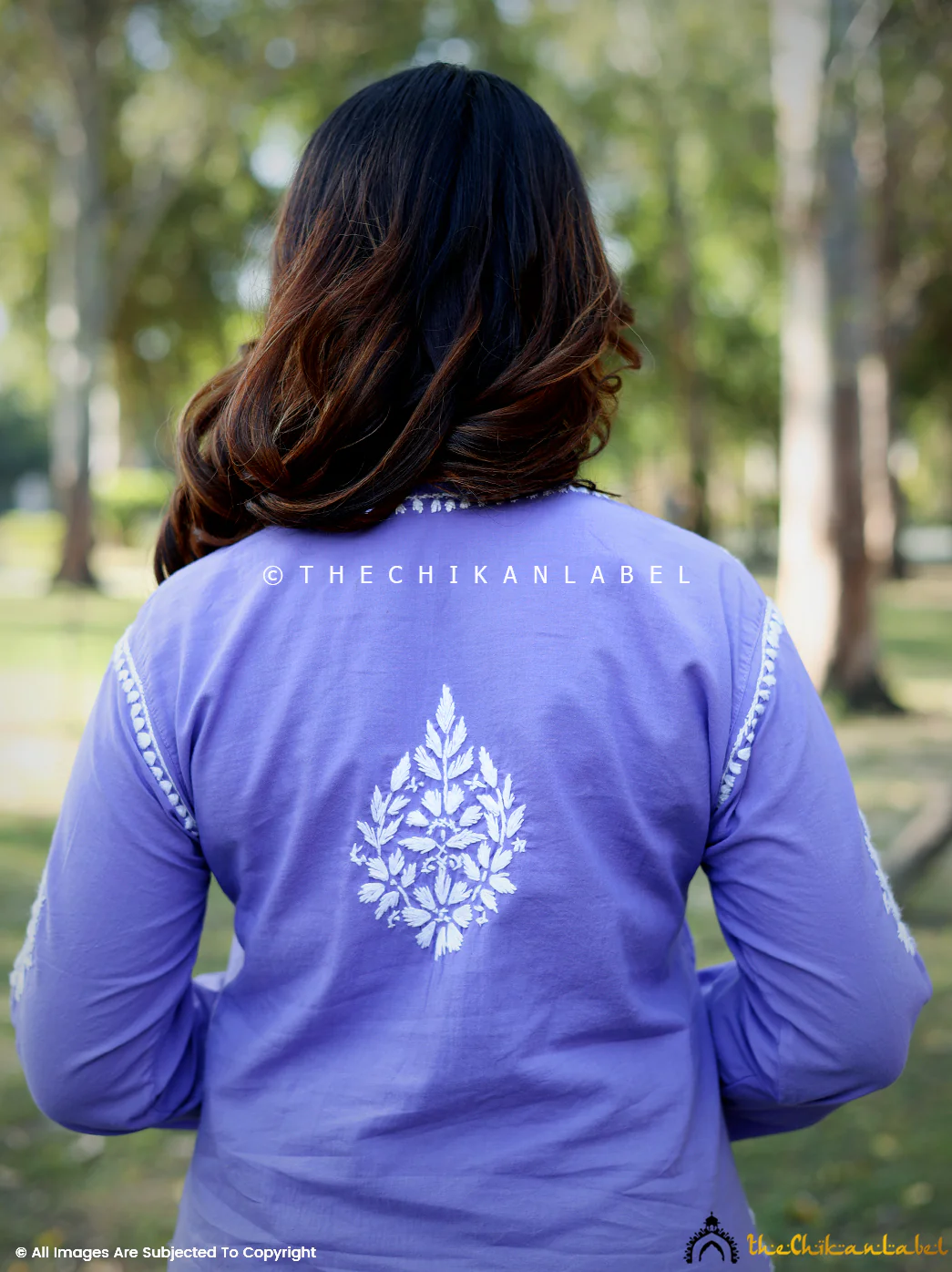 Ezna Modal Chikankari Kurta Set - Lavender - Image 3